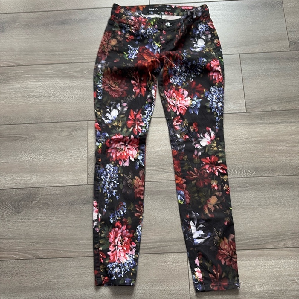 Guess Black Floral Skinny Jeans